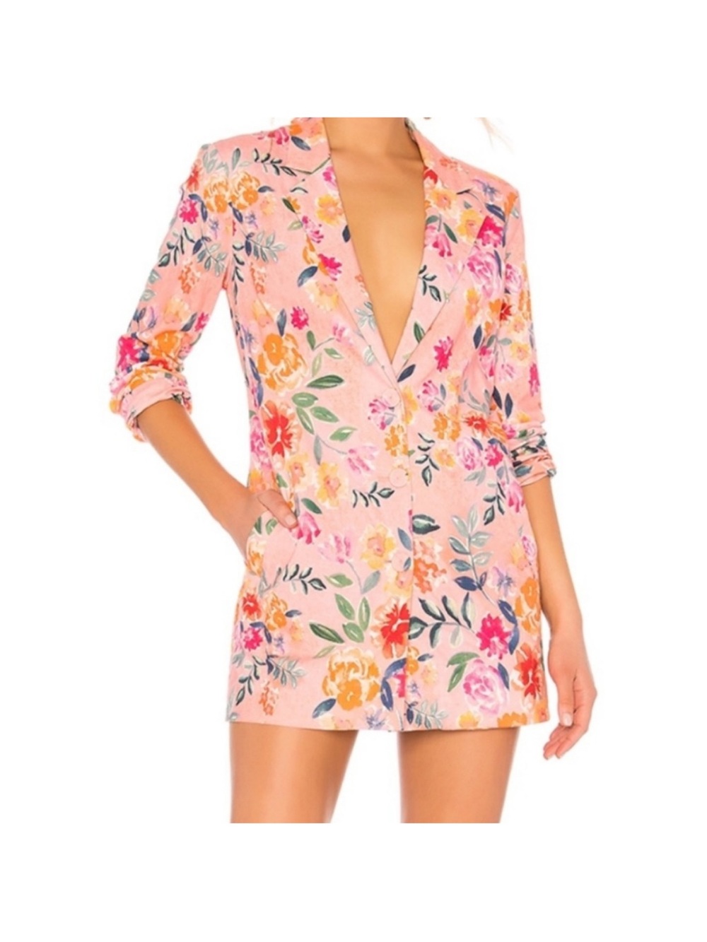 Lovers + Friends (Revolve Brand) Pink Floral Blazer Dress Watercolor XS